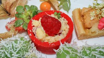 Indonesian traditional cake Klepon is a traditional rice cake ball photo