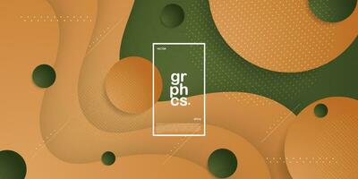 Colorful geometric wave background. Green brown color elements with fluid gradient. Dynamic shapes composition. Eps10 vector