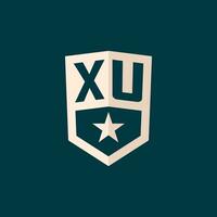 Initial XU logo star shield symbol with simple design vector