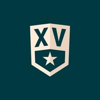 Initial XV logo star shield symbol with simple design vector