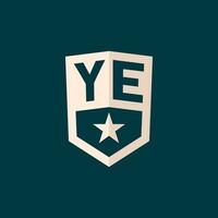 Initial YE logo star shield symbol with simple design vector