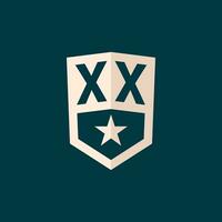 Initial XX logo star shield symbol with simple design vector