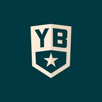 Initial YB logo star shield symbol with simple design vector