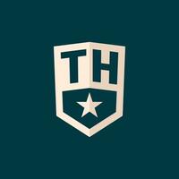 inicial th logo estrella proteger símbolo con sencillo diseño vector