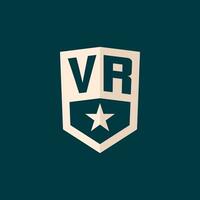 Initial VR logo star shield symbol with simple design vector