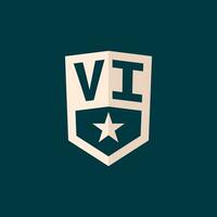 inicial vi logo estrella proteger símbolo con sencillo diseño vector