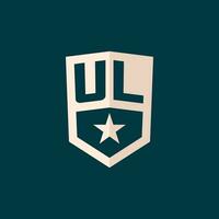 Initial UL logo star shield symbol with simple design vector