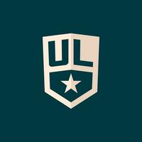 Initial UL logo star shield symbol with simple design vector