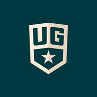 Initial UG logo star shield symbol with simple design vector