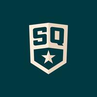 Initial SQ logo star shield symbol with simple design vector