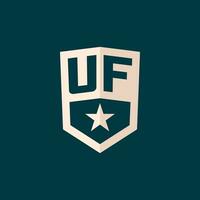 Initial UF logo star shield symbol with simple design vector