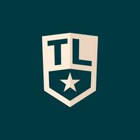 Initial TL logo star shield symbol with simple design vector