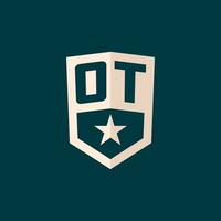 Initial OT logo star shield symbol with simple design vector