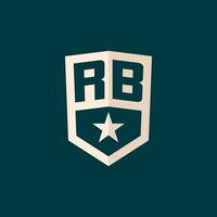 Initial RB logo star shield symbol with simple design vector