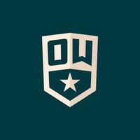 Initial OW logo star shield symbol with simple design vector