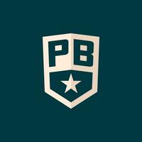 Initial PB logo star shield symbol with simple design vector