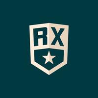 Initial RX logo star shield symbol with simple design vector