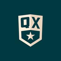 Initial QX logo star shield symbol with simple design vector