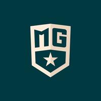 Initial MG logo star shield symbol with simple design vector