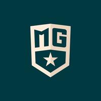 Initial MG logo star shield symbol with simple design vector