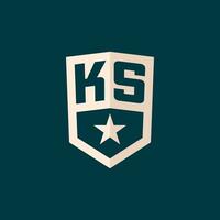 inicial Kansas logo estrella proteger símbolo con sencillo diseño vector