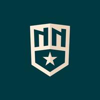 Initial NN logo star shield symbol with simple design vector