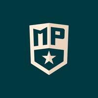 Initial MP logo star shield symbol with simple design vector