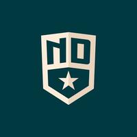 inicial Dakota del Norte logo estrella proteger símbolo con sencillo diseño vector