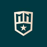 inicial Minnesota logo estrella proteger símbolo con sencillo diseño vector