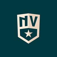 Initial NV logo star shield symbol with simple design vector