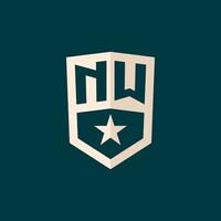 Initial NW logo star shield symbol with simple design vector