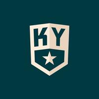 inicial Kentucky logo estrella proteger símbolo con sencillo diseño vector
