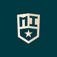 Initial MI logo star shield symbol with simple design vector