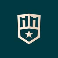 Initial NM logo star shield symbol with simple design vector