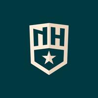 Initial NH logo star shield symbol with simple design vector