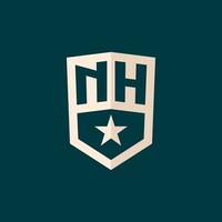 Initial NH logo star shield symbol with simple design vector