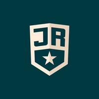 Initial JR logo star shield symbol with simple design vector