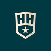 Initial HH logo star shield symbol with simple design vector