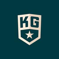 Initial KG logo star shield symbol with simple design vector