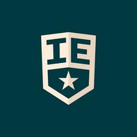 Initial IE logo star shield symbol with simple design vector