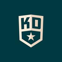 Initial KD logo star shield symbol with simple design vector