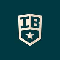 Initial IB logo star shield symbol with simple design vector