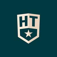 Initial HT logo star shield symbol with simple design vector