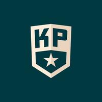 Initial KP logo star shield symbol with simple design vector