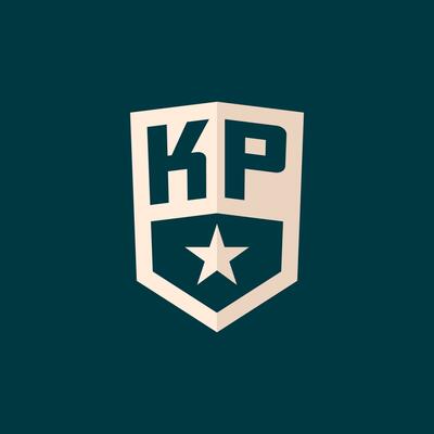 Initial KP logo star shield symbol with simple design