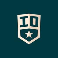 Initial IO logo star shield symbol with simple design vector