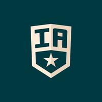 Initial IA logo star shield symbol with simple design vector