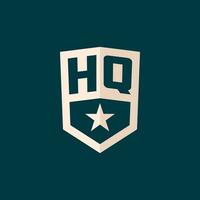 Initial HQ logo star shield symbol with simple design vector