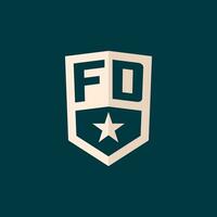 Initial FD logo star shield symbol with simple design vector