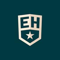 Initial EH logo star shield symbol with simple design vector